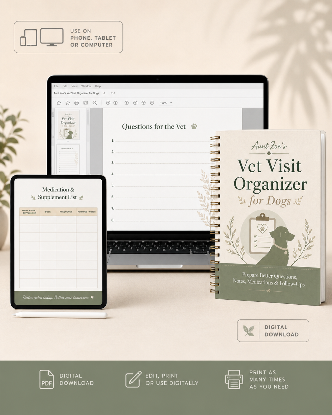 Aunt Zoe's Vet Visit Organizer for Dogs (Digital)